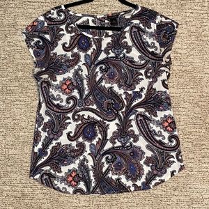 Ann Taylor Paisley Print Professional Short Sleeved Top